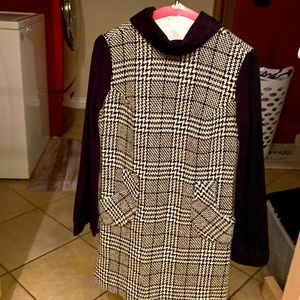 Vintage, mod-style 60’s/70’s high collar, long sleeve wool dress!
